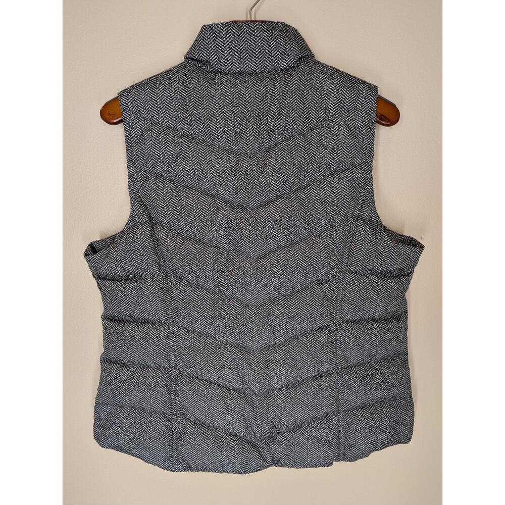 Lands End Womens Large 14-16 Down Filled Puffer Vest Black White Houndstooth EUC - Picture 4 of 7